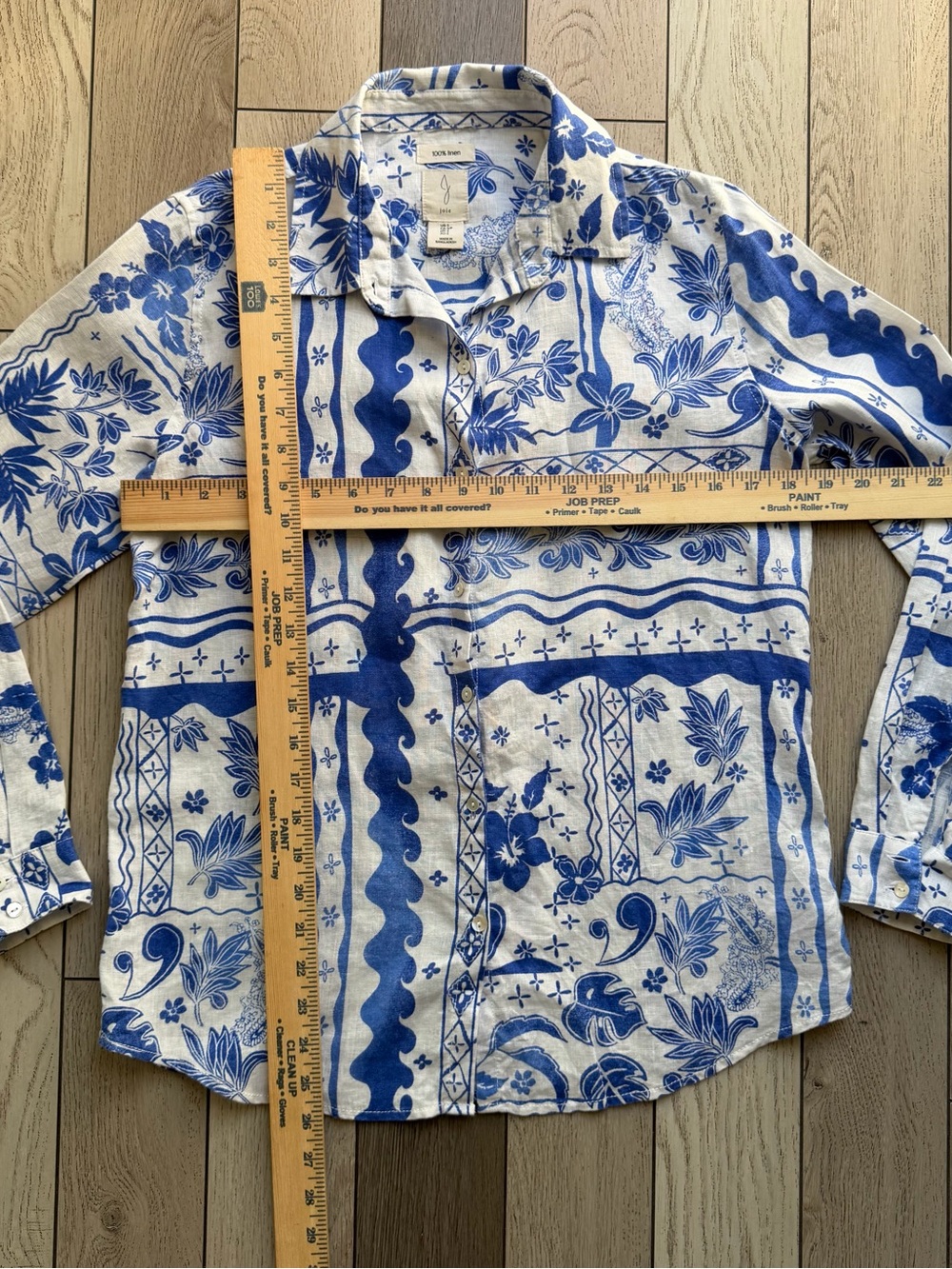Joie Blue and White Floral 100% Linen Shirt size S - Picture 4 of 5